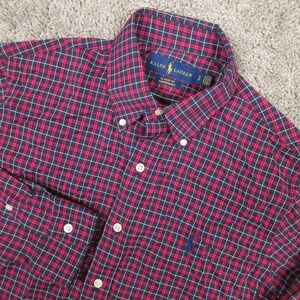 Ralph Lauren Shirt Mens Small Purple Plaid Performance Nylon Classic Button Up